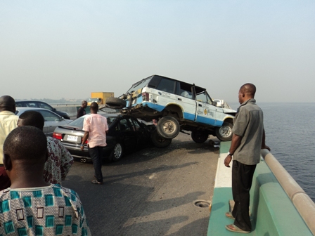 An accident on the Third Mainland Bridge this afternoon